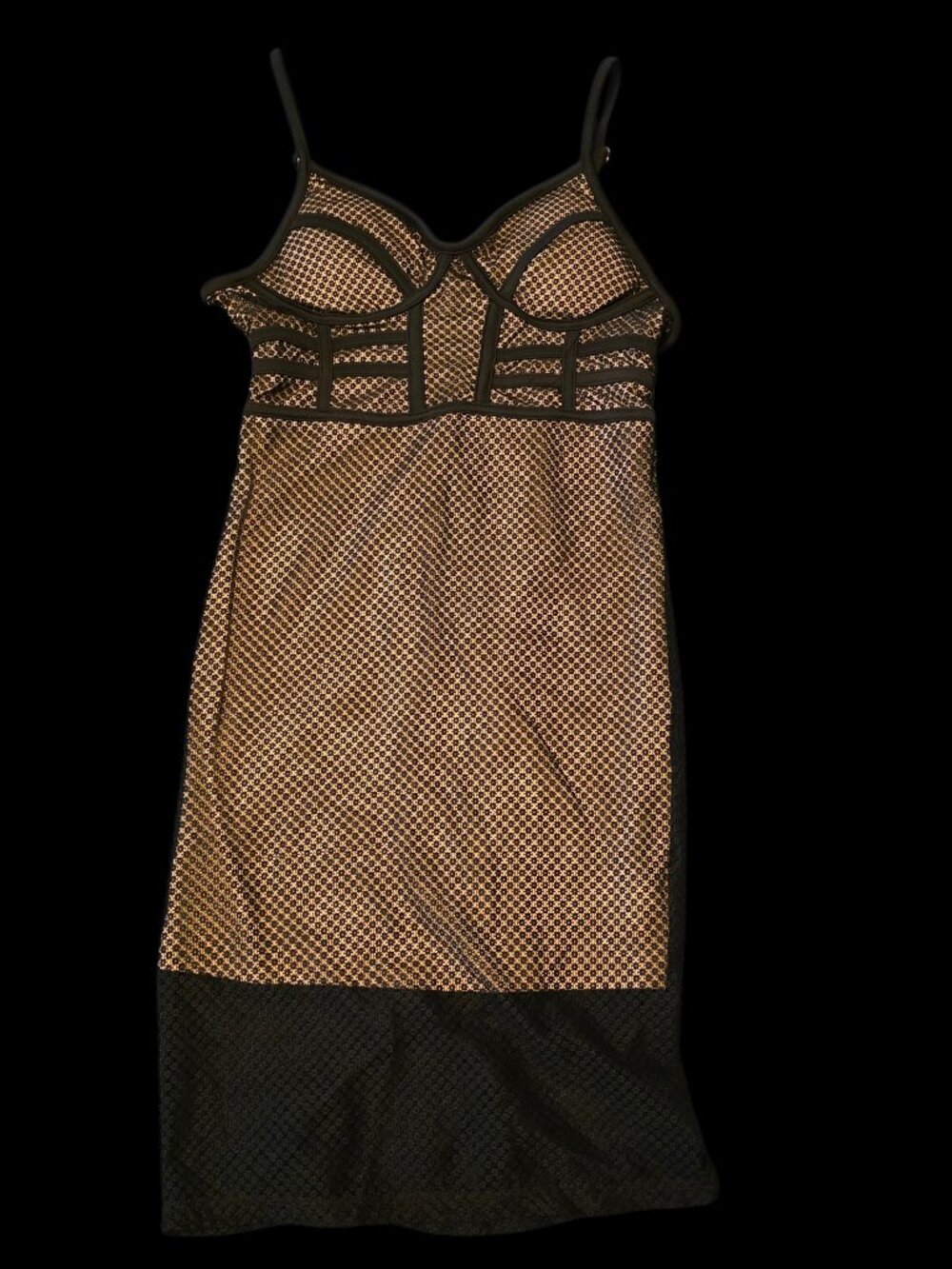 Revamped Black & Beige Bodycon Corset Dress